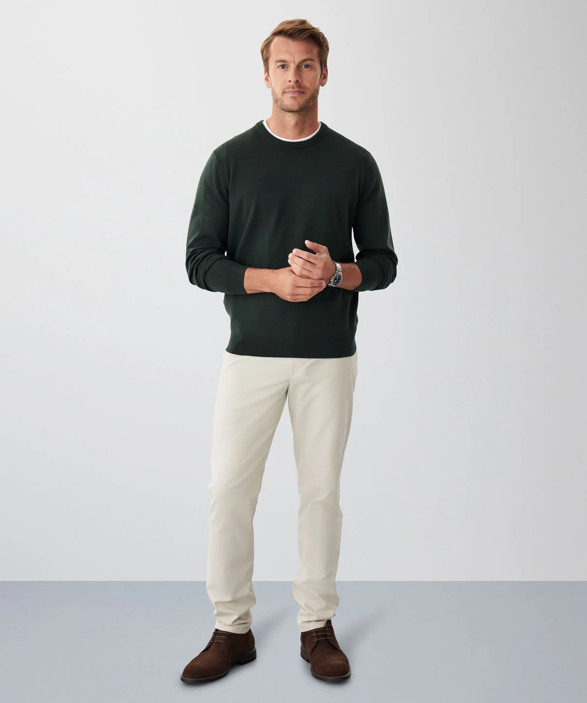 Merino Crew Neck Knit - Forest - Image 4