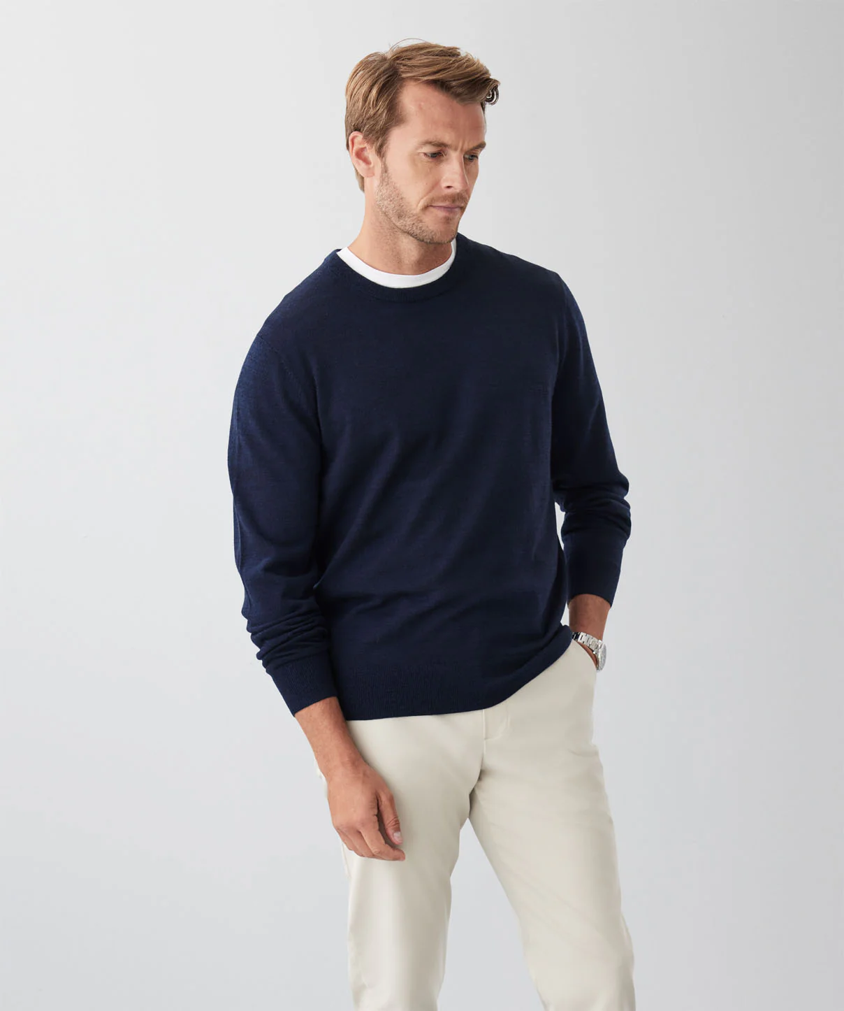 Merino Crew Neck Knit - Navy