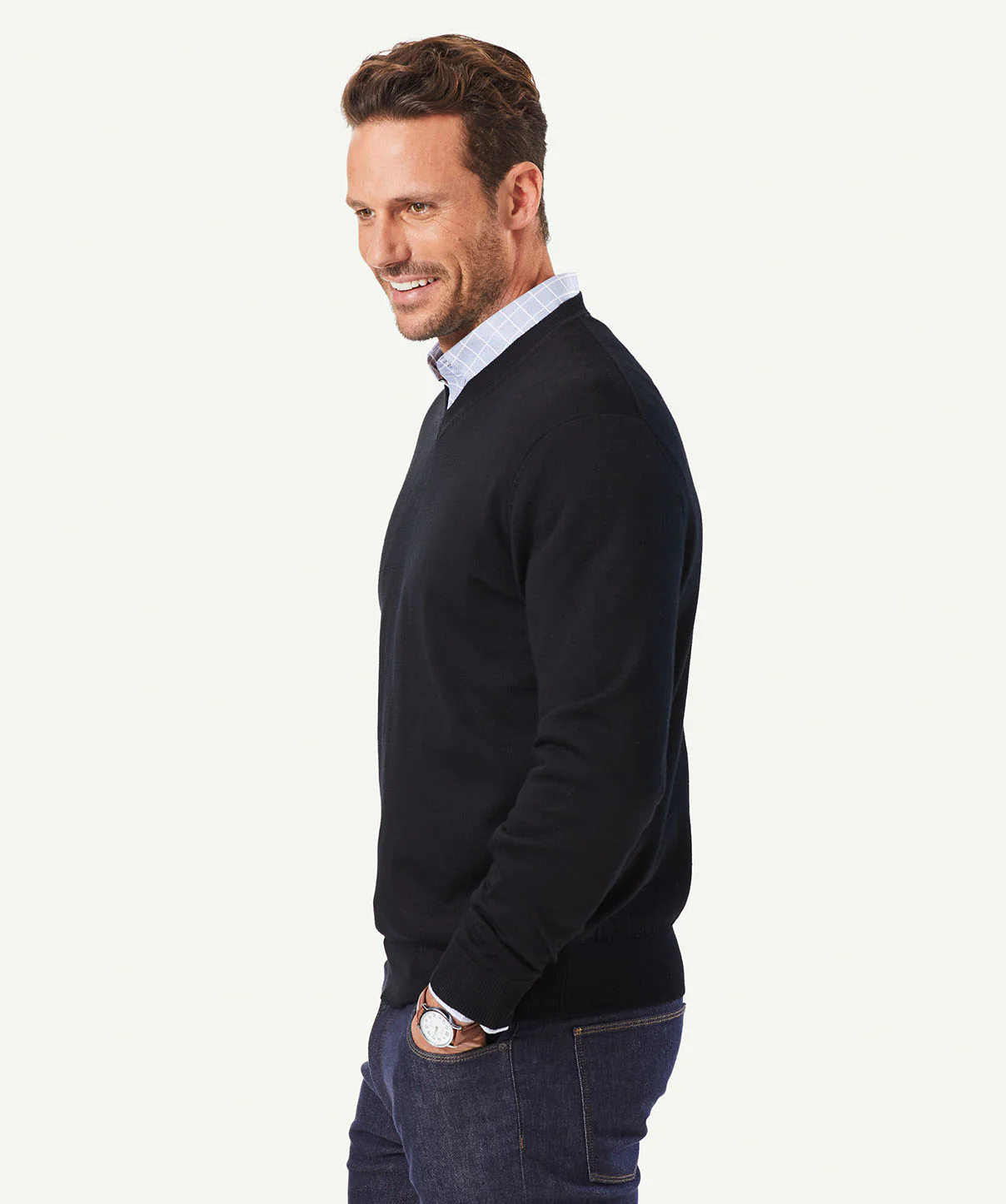Merino V Neck Knit - Black - Image 5