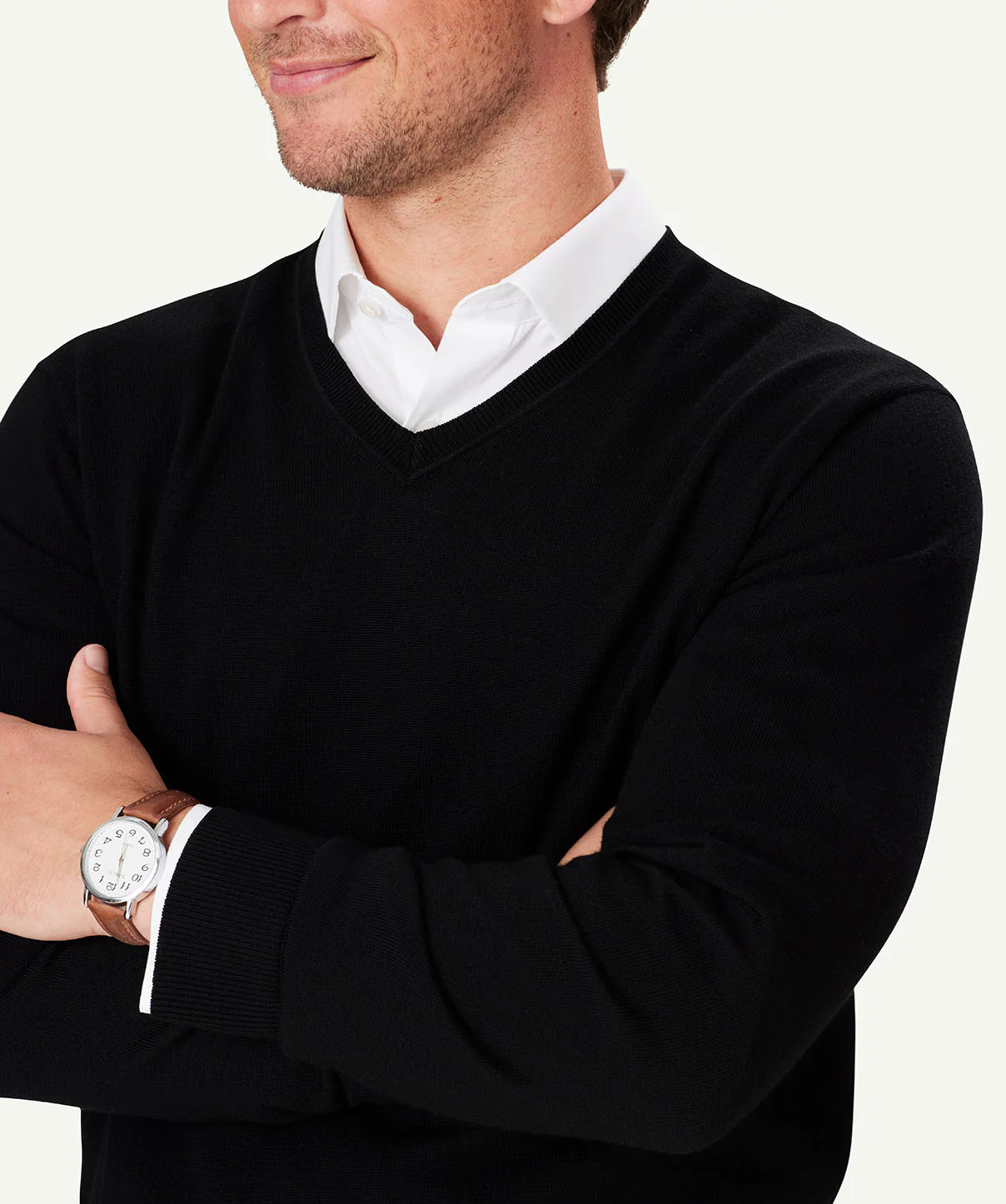 Merino V Neck Knit - Black - Image 4