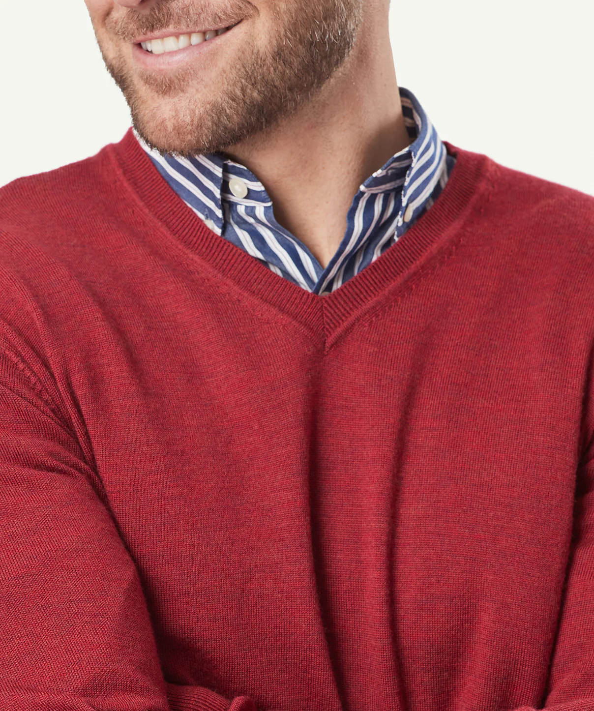 Merino V Neck Knit - Brick - Image 4