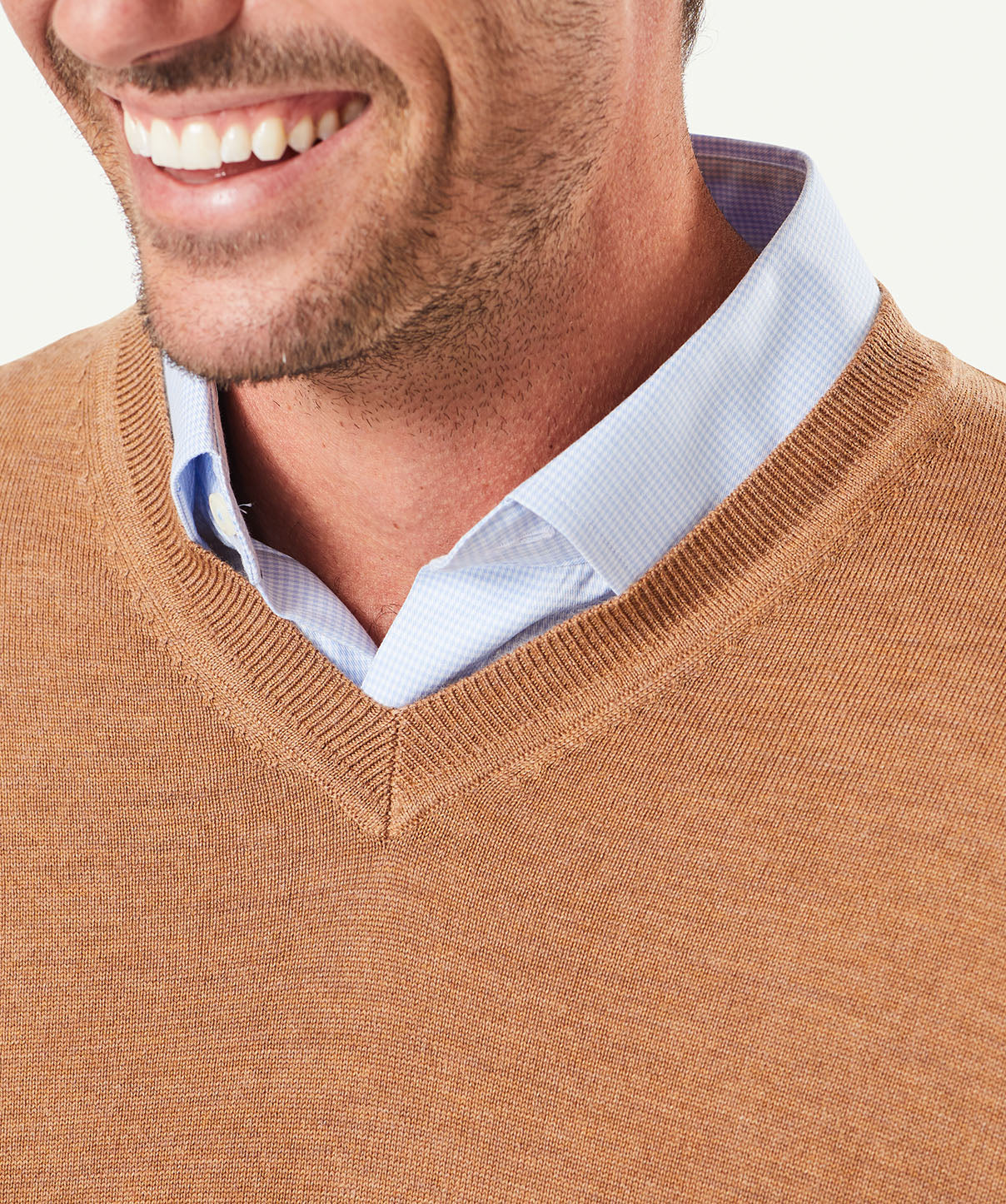 Merino V Neck Knit - Caramel - Image 7