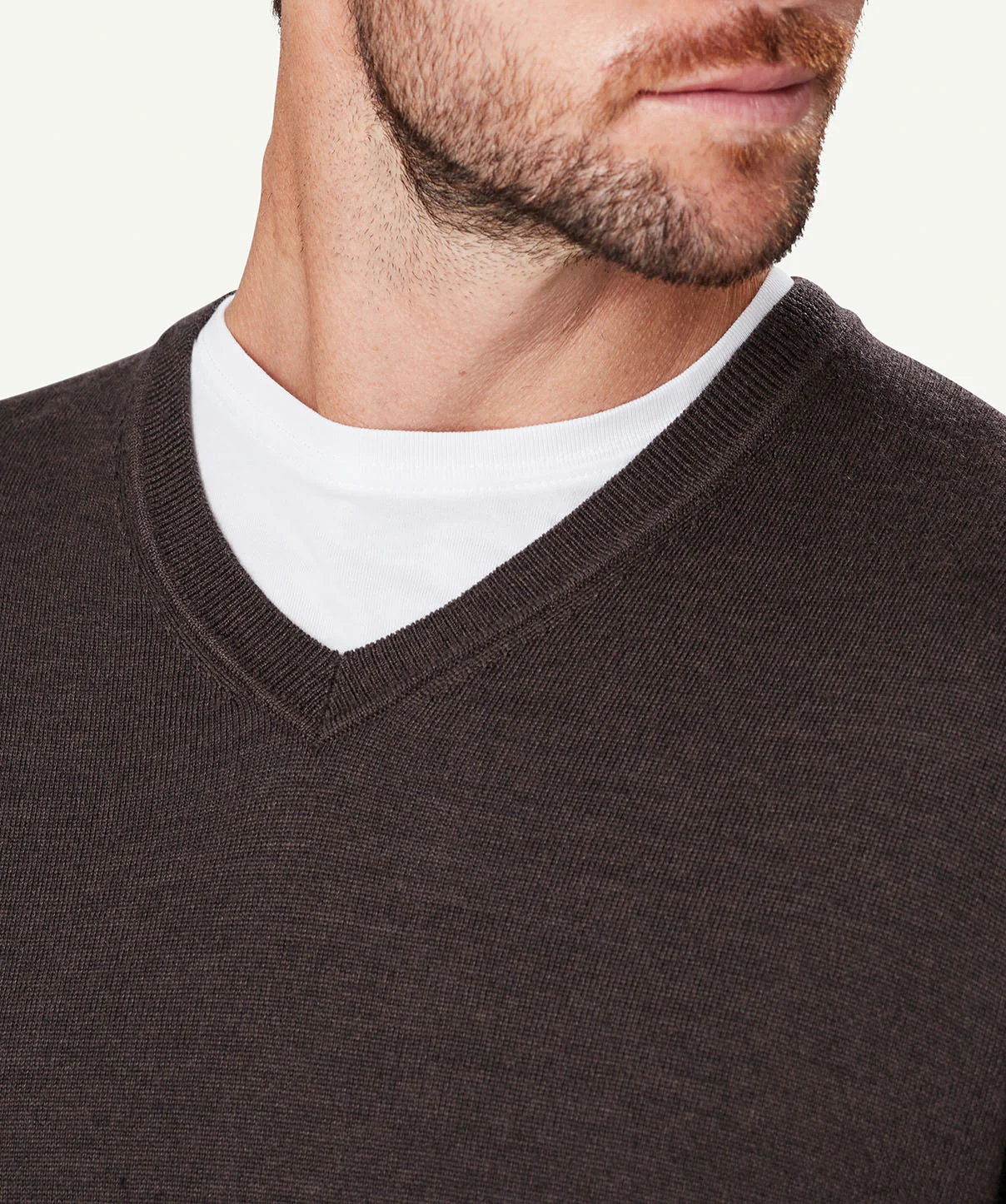 Merino V Neck Knit - Chocolate - Image 4