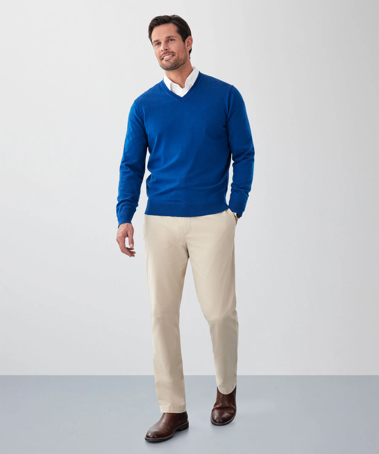Merino V-Neck Knit - Cobalt - Image 4