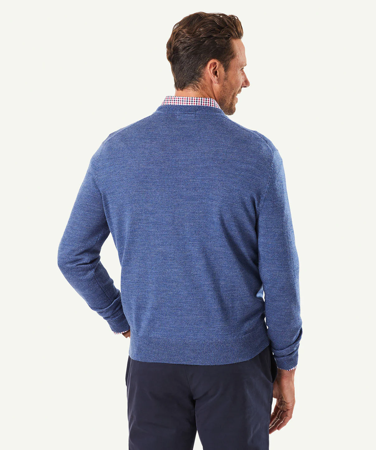 Merino V Neck Knit - Denim - Image 3