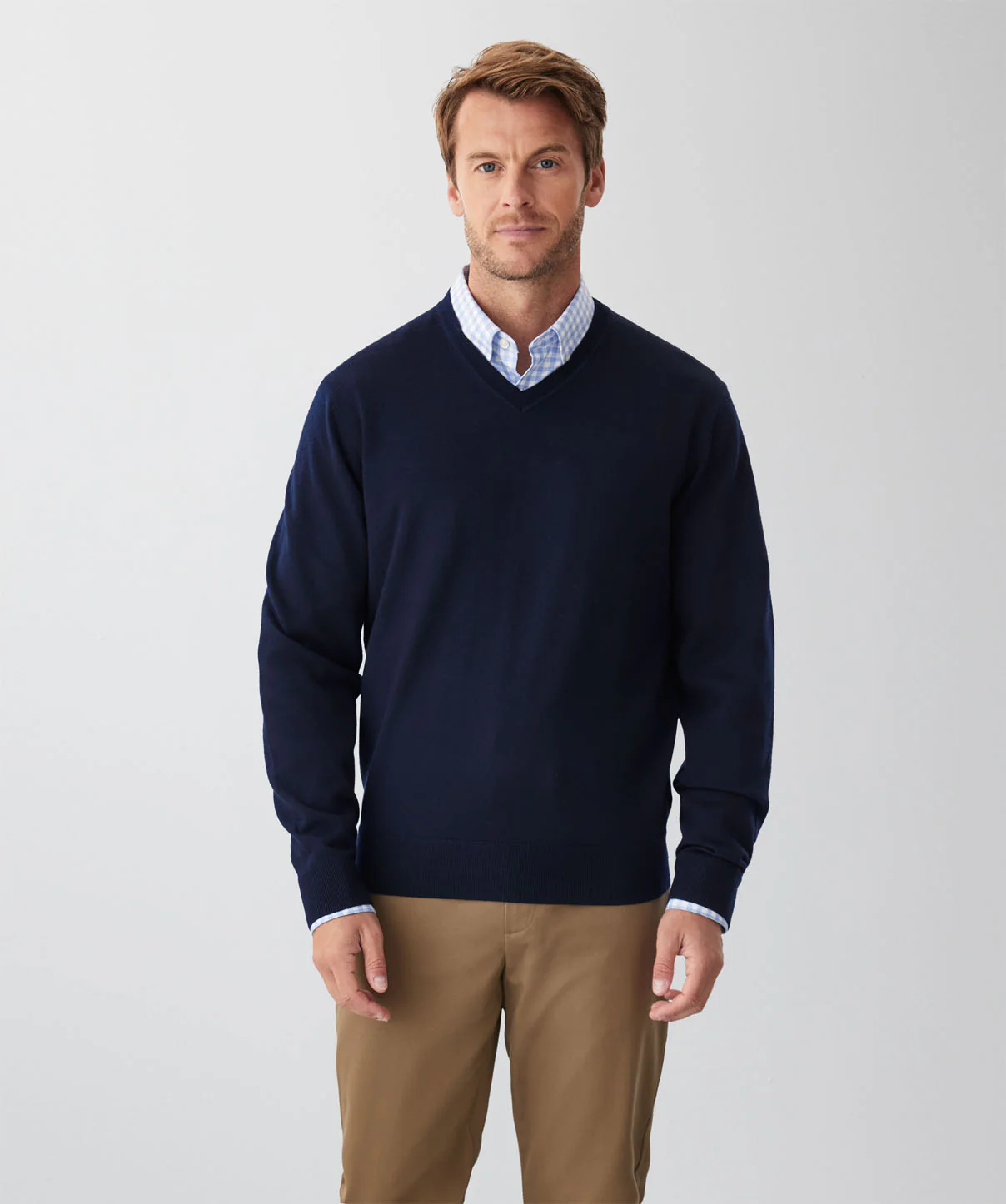 Merino V-Neck Knit - Navy