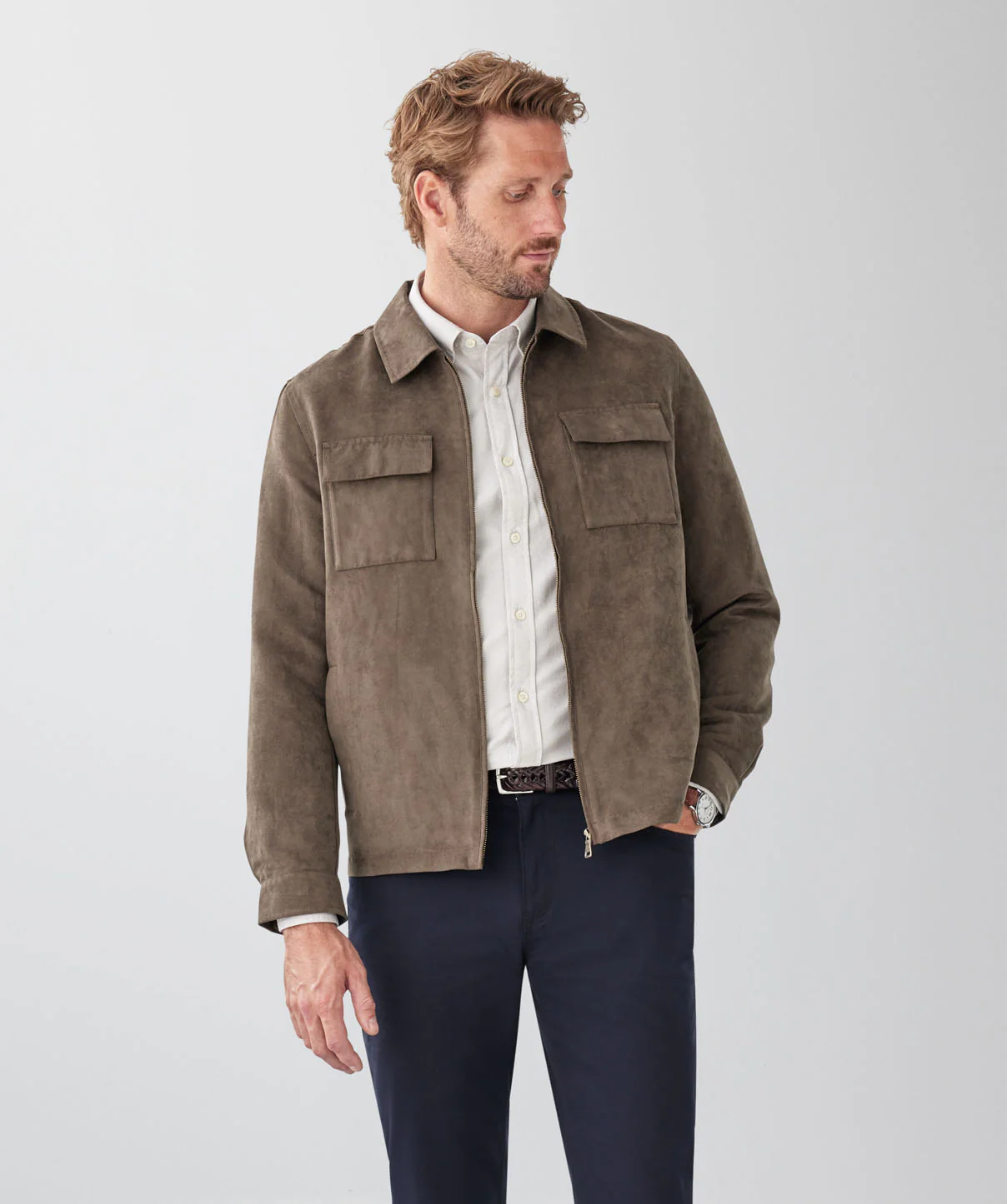 Mock Suede Trucker Jacket - Donkey
