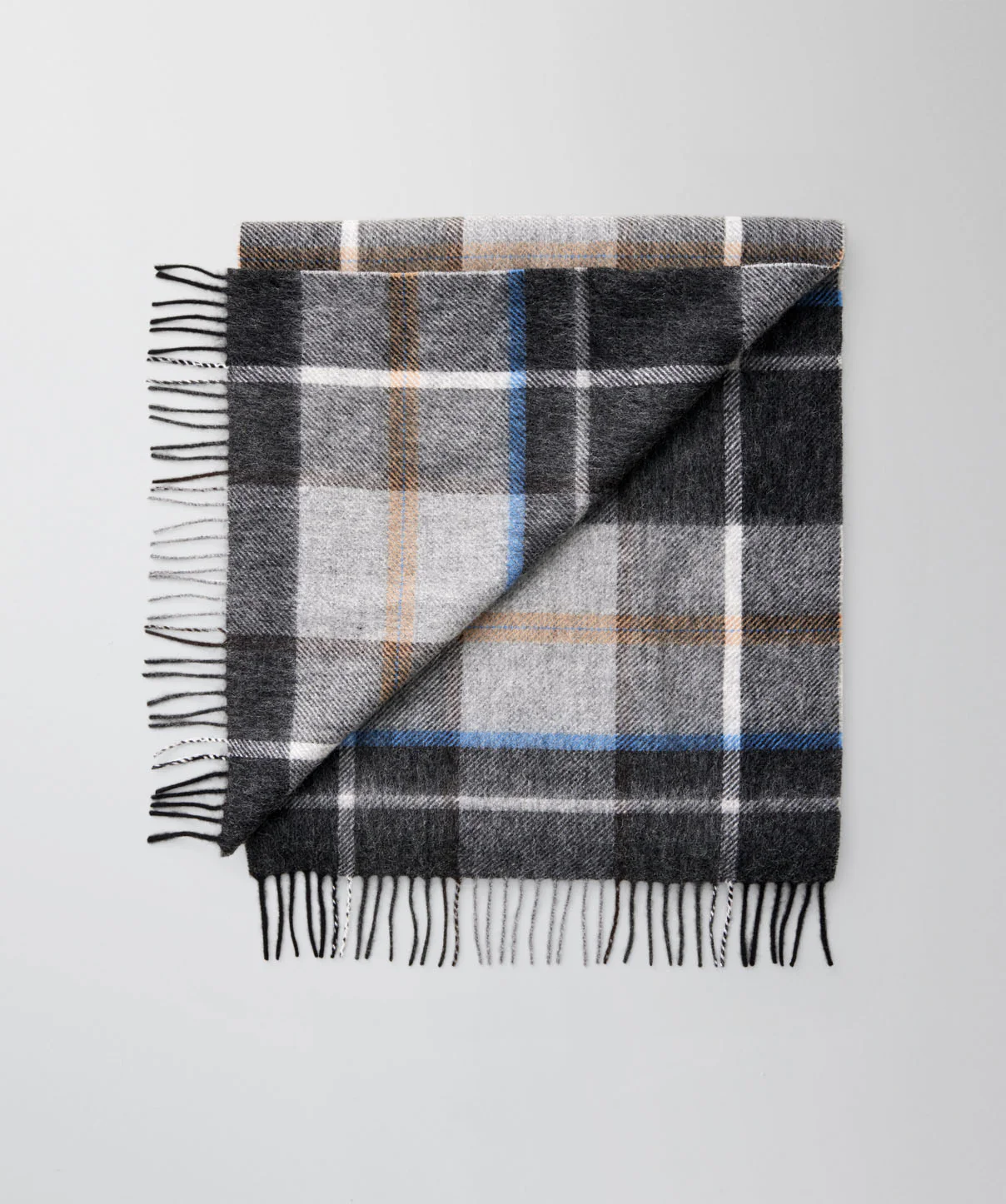 Multi Check Wool Scarf - Grey - Image 2