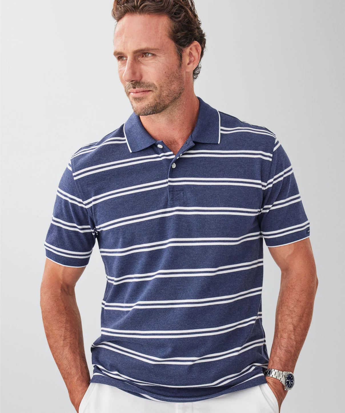 Multi Stripe Polo - Denim - Image 3