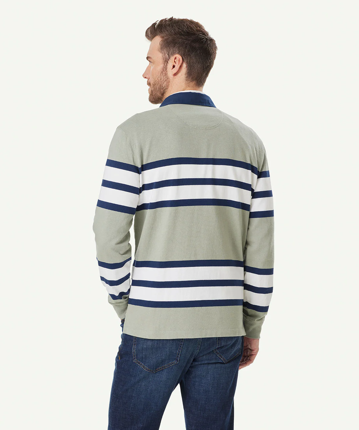 Multi Stripe Rugby Jumper - Sage - Image 3