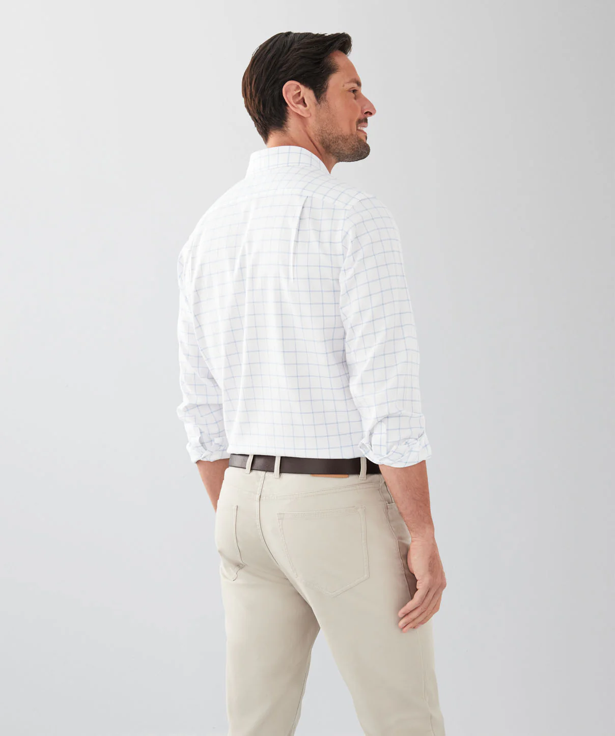 Non-Iron Dobby Check Long Sleeve Shirt - Blue - Image 2