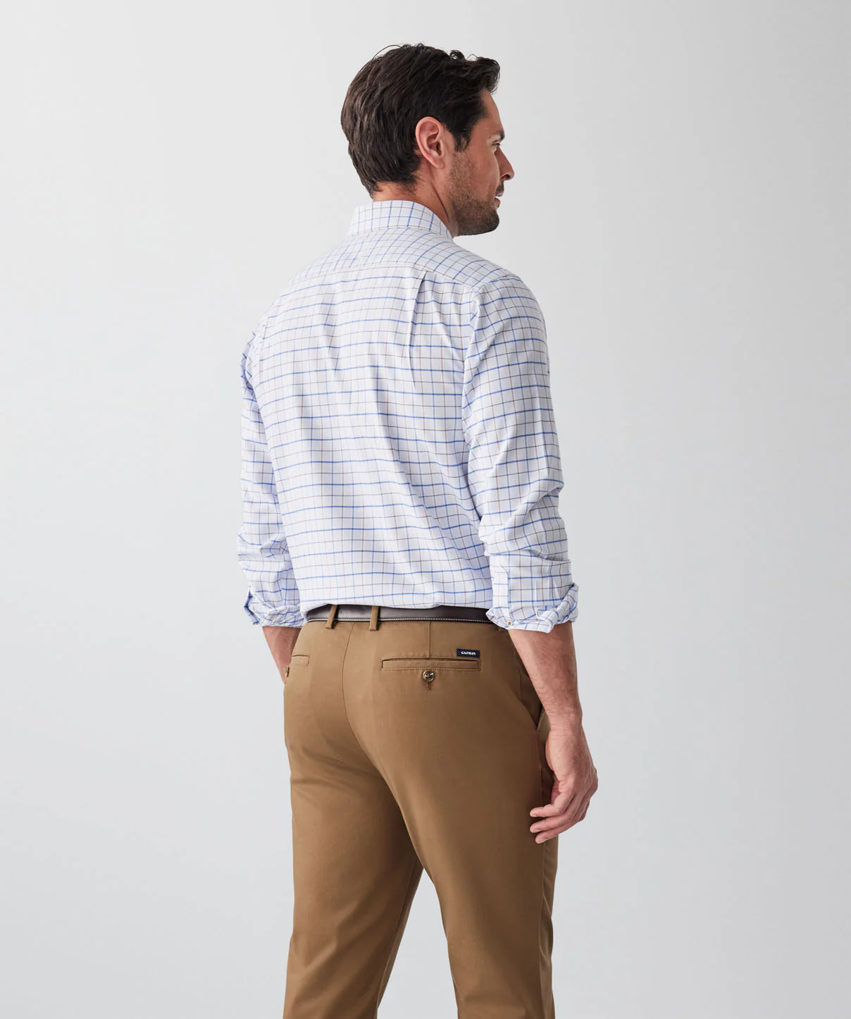 Non-Iron Dobby Check Long Sleeve Shirt - Sky Blue - Image 2