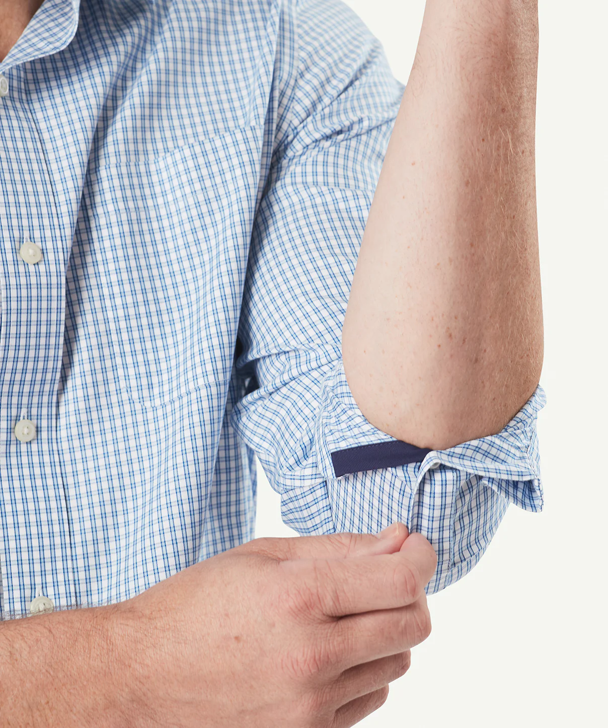 Non Iron Oxford Check Long Sleeve Shirt - Blue - Image 7