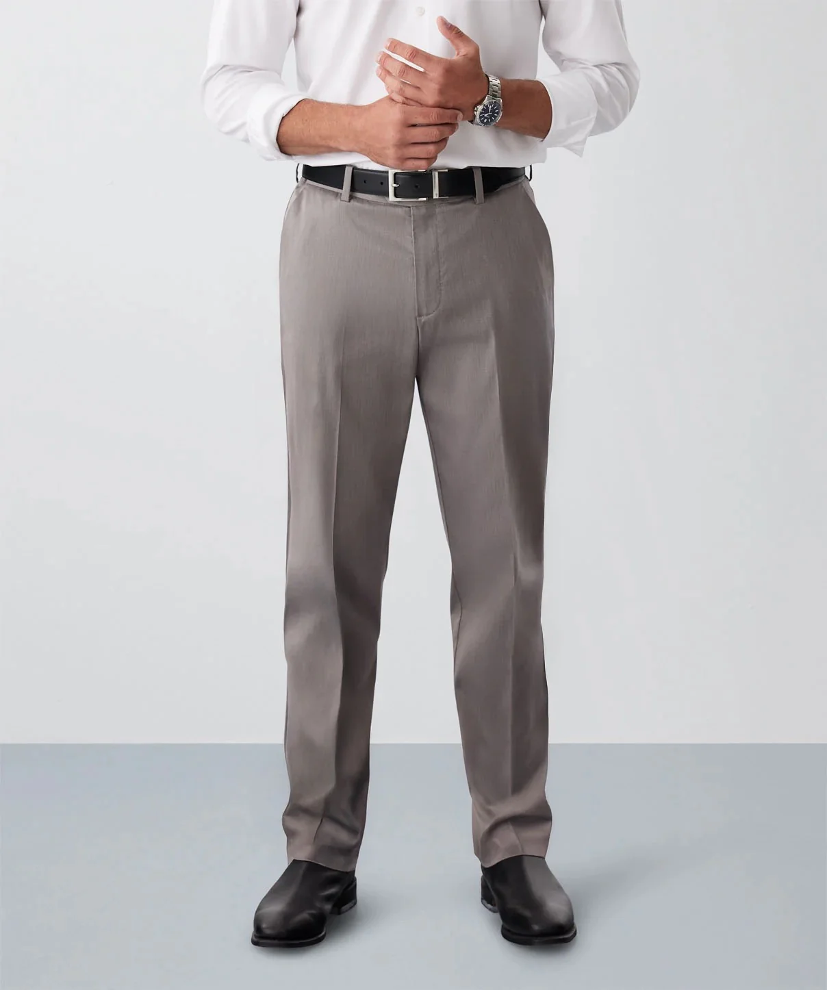 Non-Iron Textured Trouser - Mocha