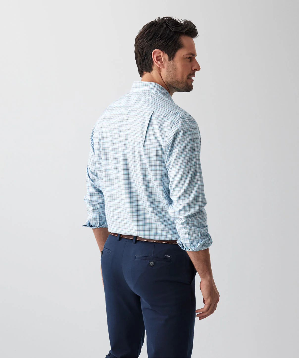 Non-Iron Twill Check Long Sleeve Shirt - Blue - Image 3