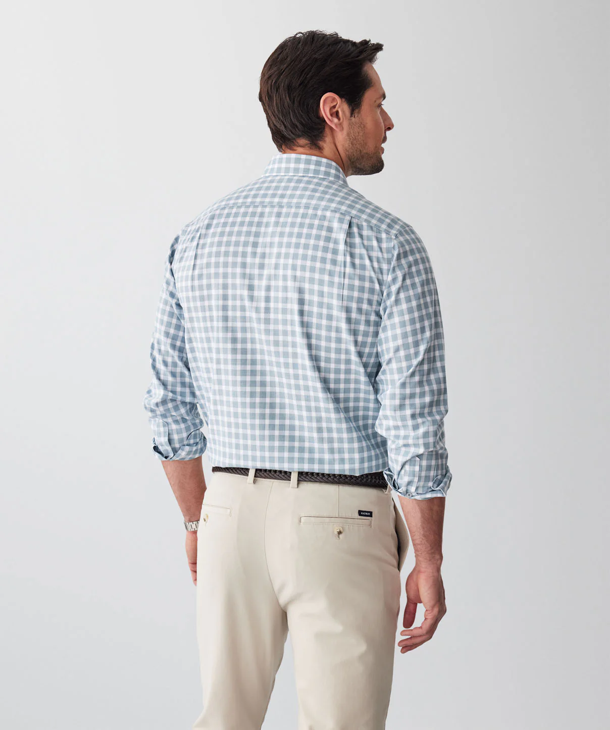 Non-Iron Twill Check Long Sleeve Shirt - Sage - Image 2