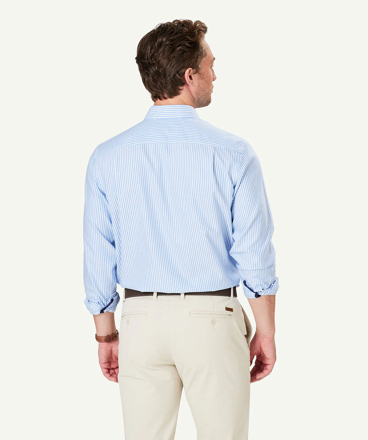 Non-Iron Twill Stripe Long Sleeve Shirt - Blue - Image 3