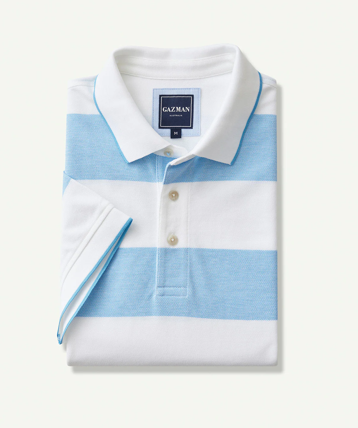 Oxford Block Stripe Polo - Blue - Image 2