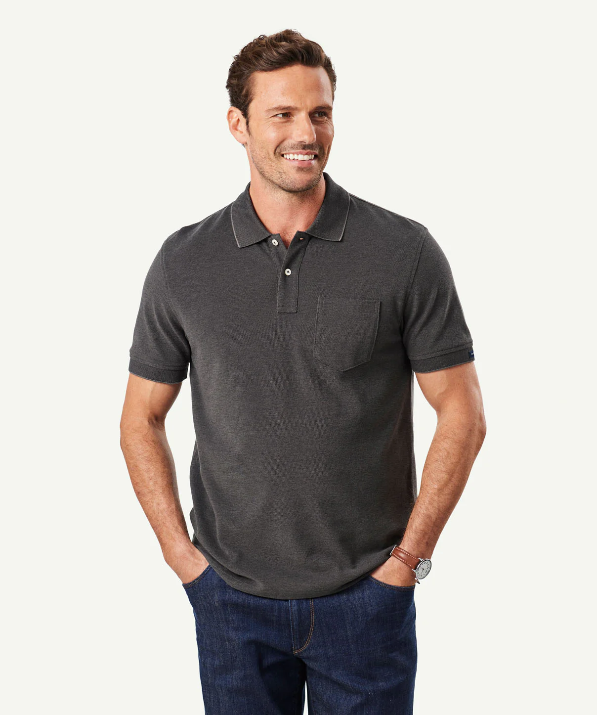 Oxford Pocket Polo Shirt - Charcoal
