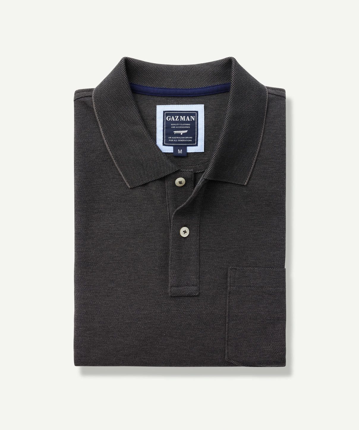 Oxford Pocket Polo Shirt - Charcoal - Image 2