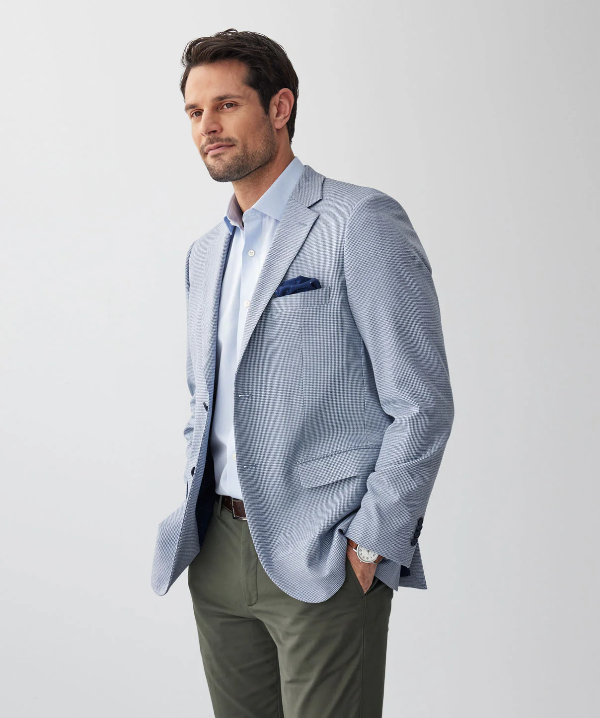 Performance Houndstooth Sports Jacket - Blue - Image 5