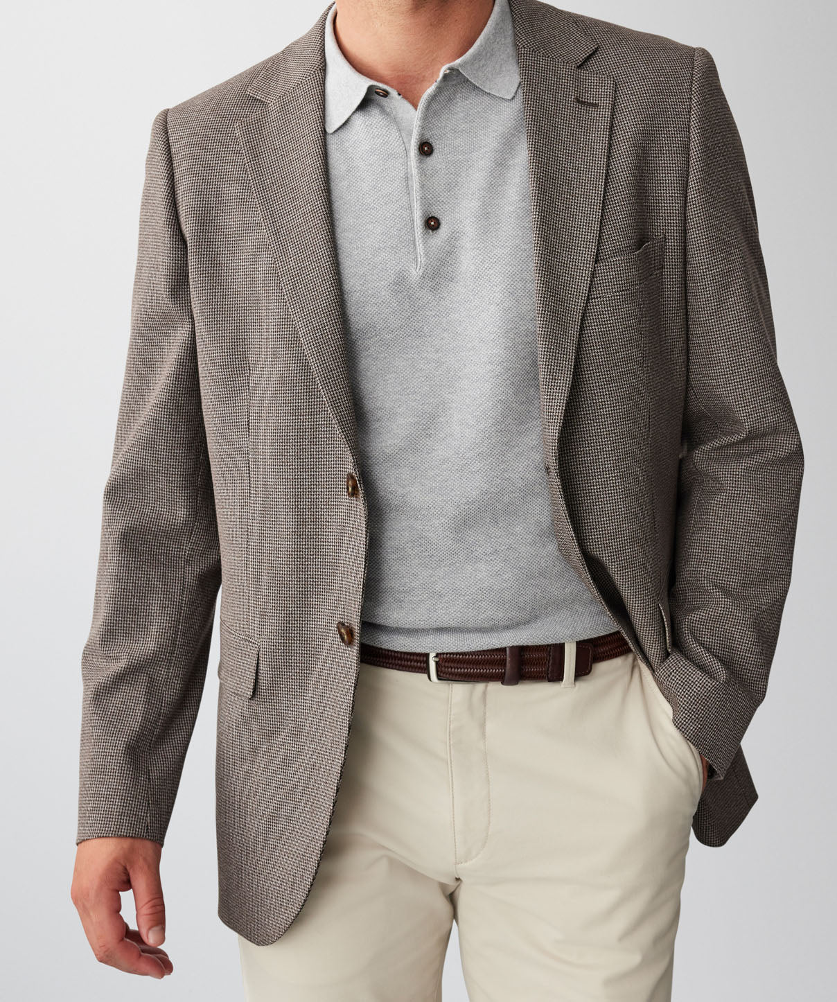 Performance Houndstooth Sports Jacket - Chestnut - Image 3