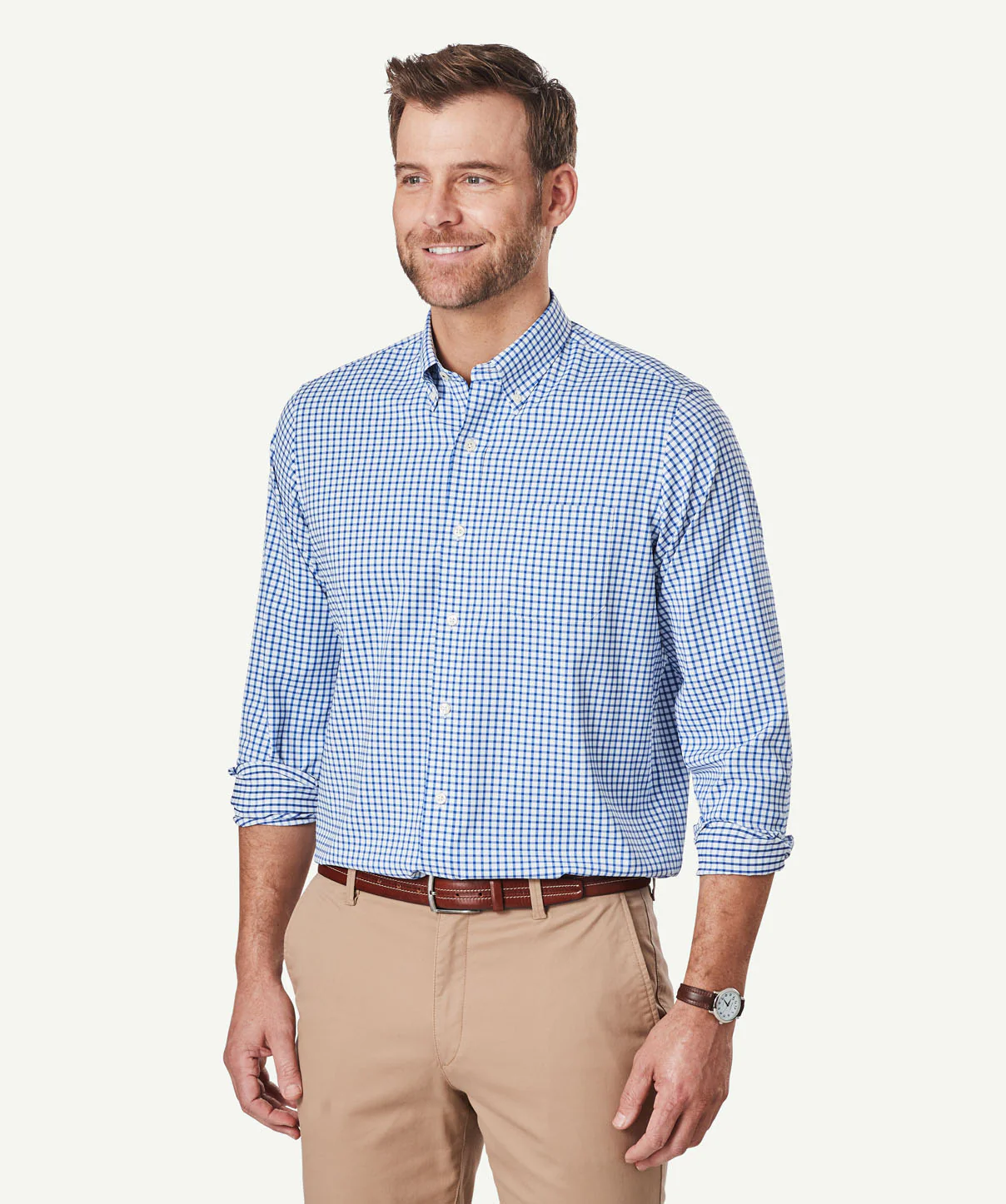 Performance Stretch Check Long Sleeve Shirt - Blue