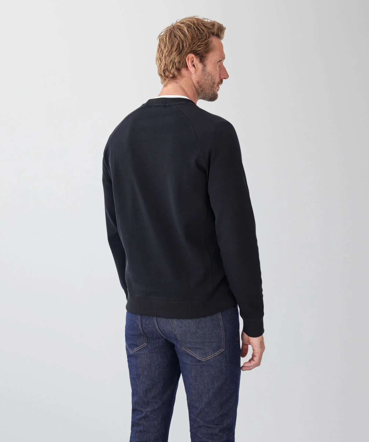 Pique Raglan Crew Jumper - Black - Image 2