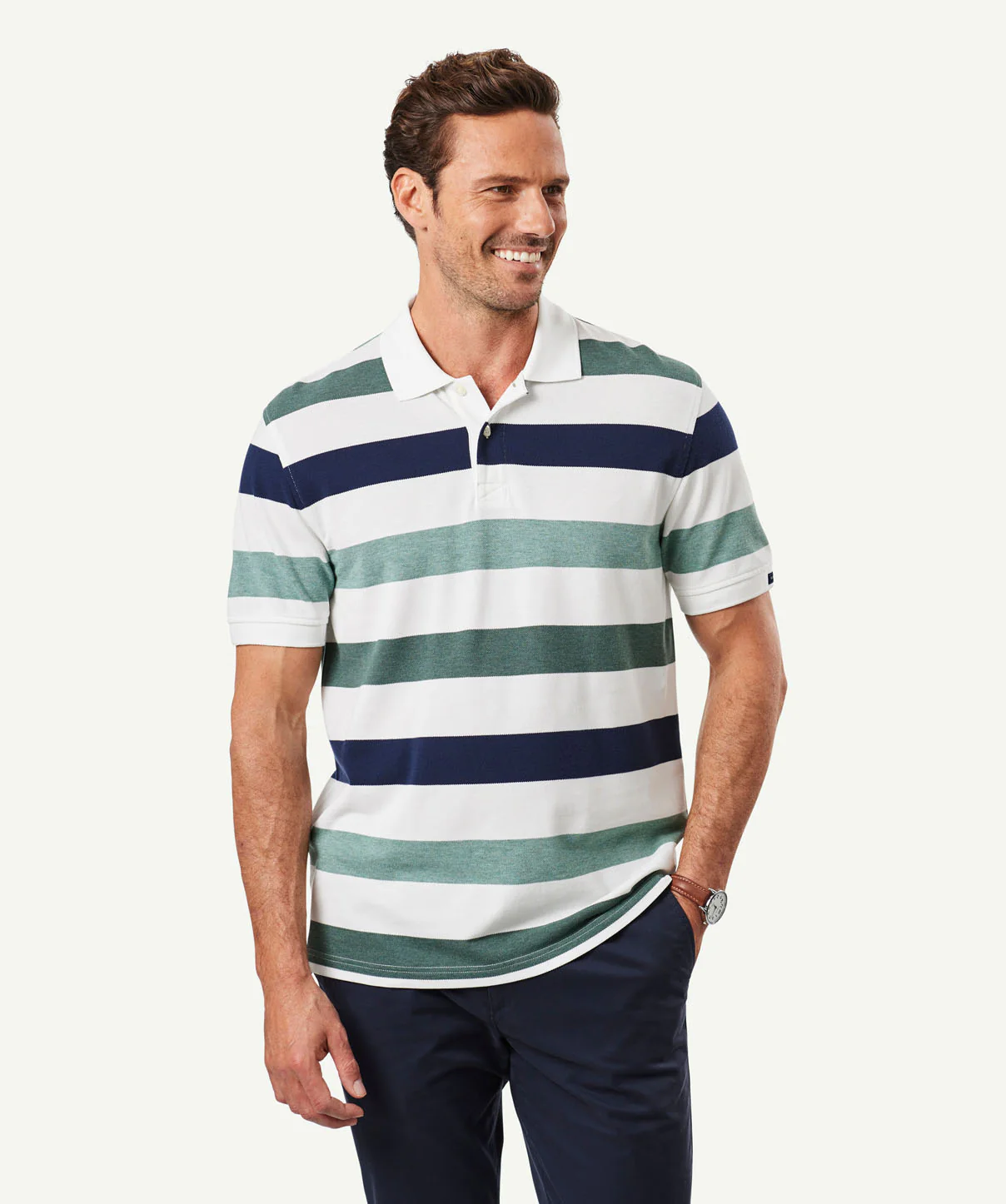 Pique Stripe Polo - Green