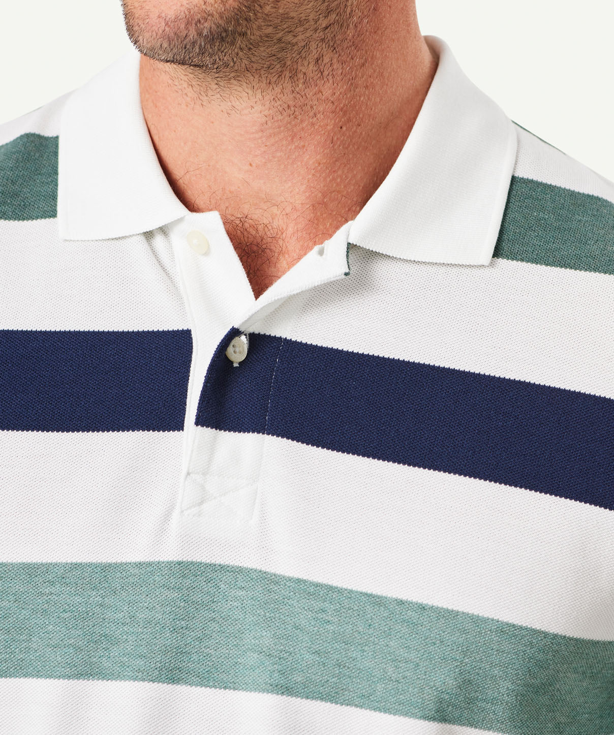 Pique Stripe Polo - Green - Image 4