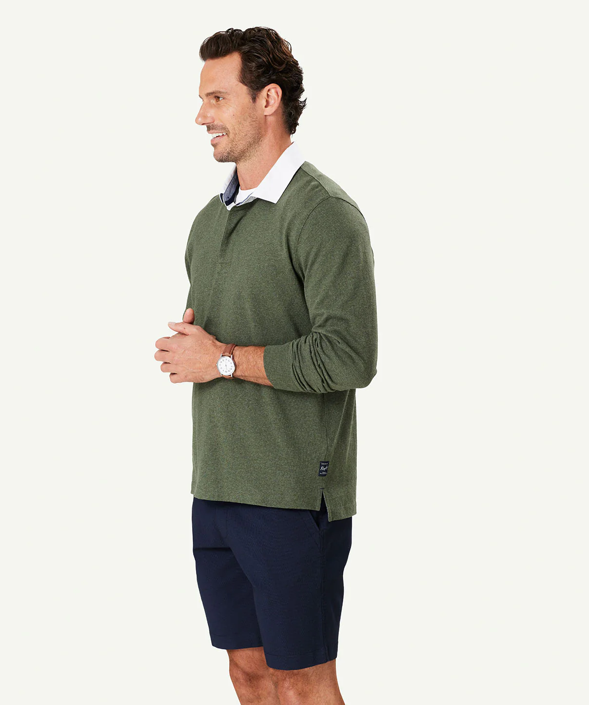 Plain Rugby Jumper - Khaki - Image 5