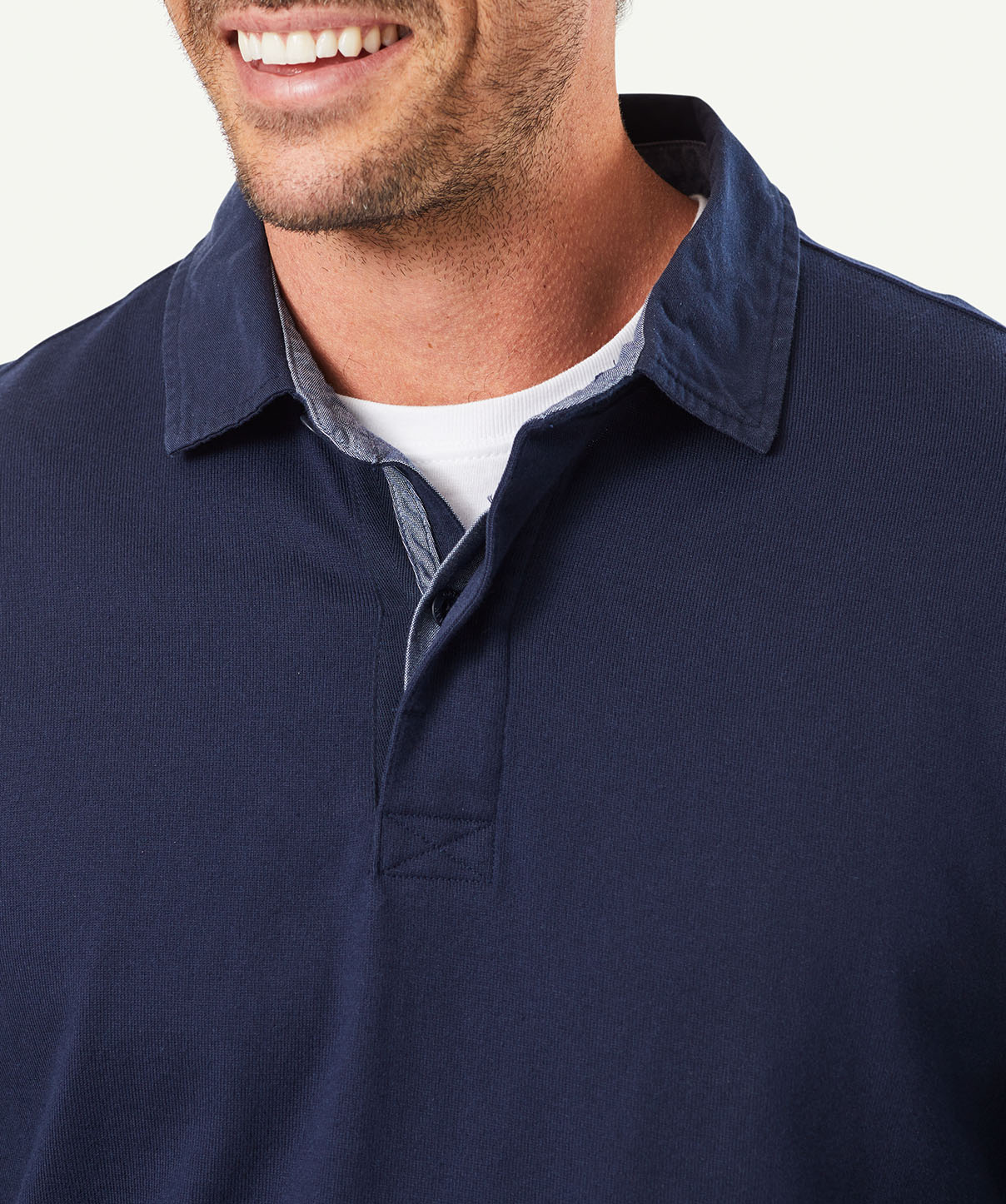 Plain Rugby Jumper - Navy - Image 4