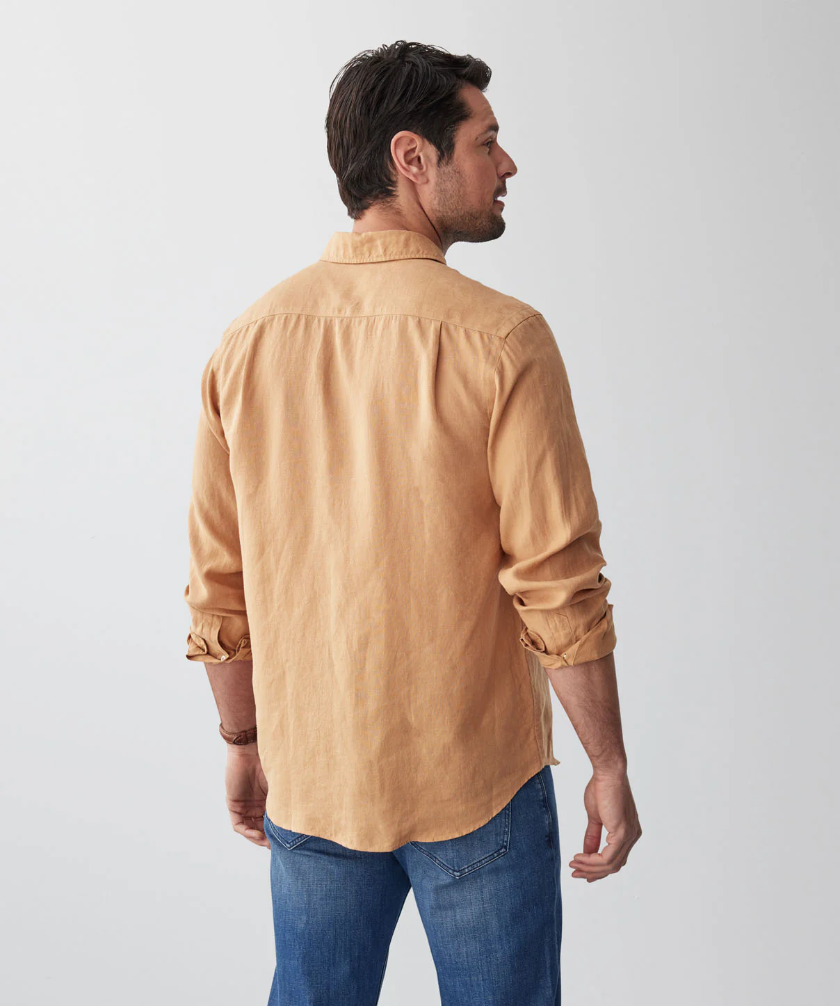 Pure French Linen Long Sleeve Shirt - Tobacco - Image 3