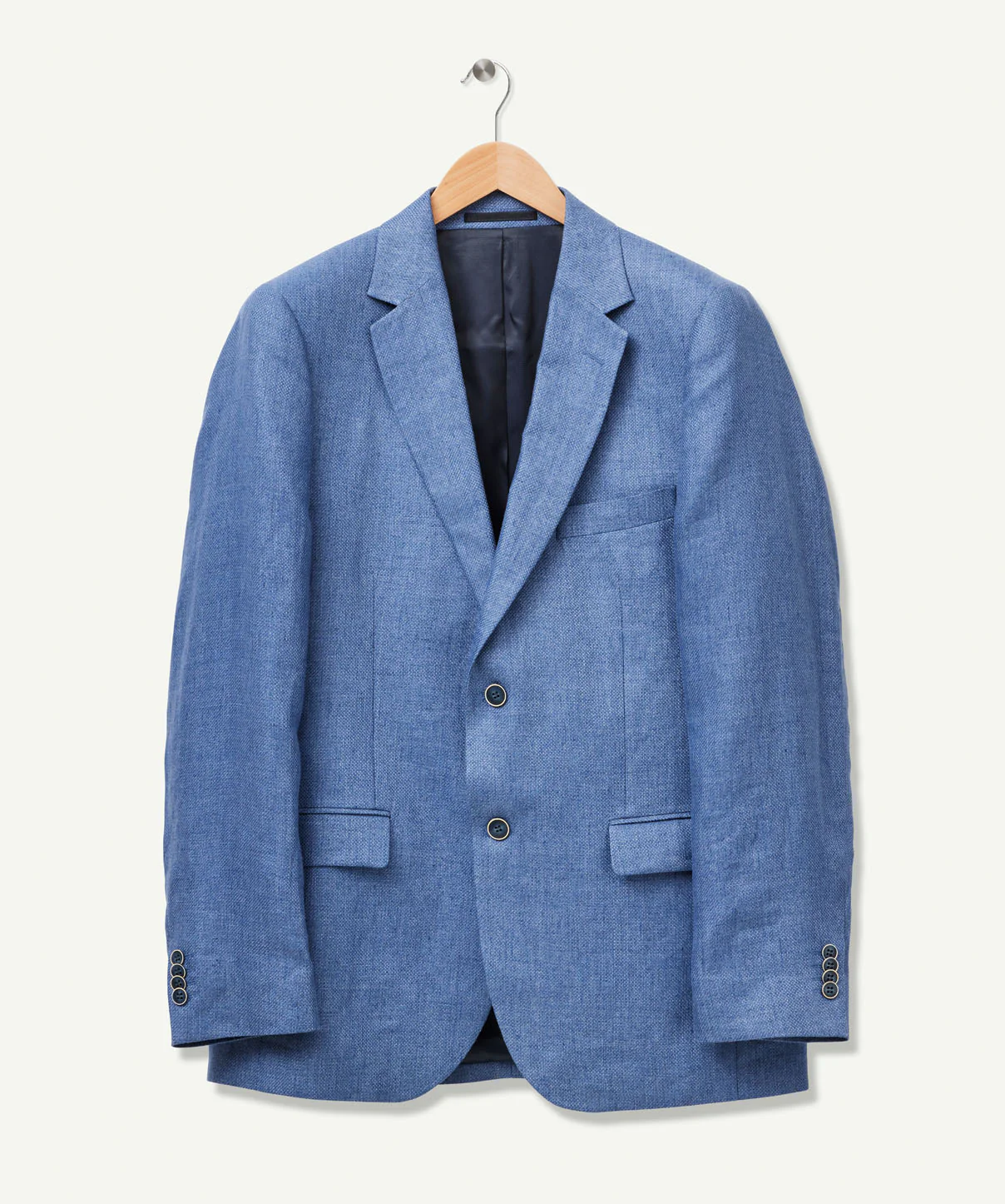 Pure Linen Textured Weave Sports Jacket - Blue - Image 2