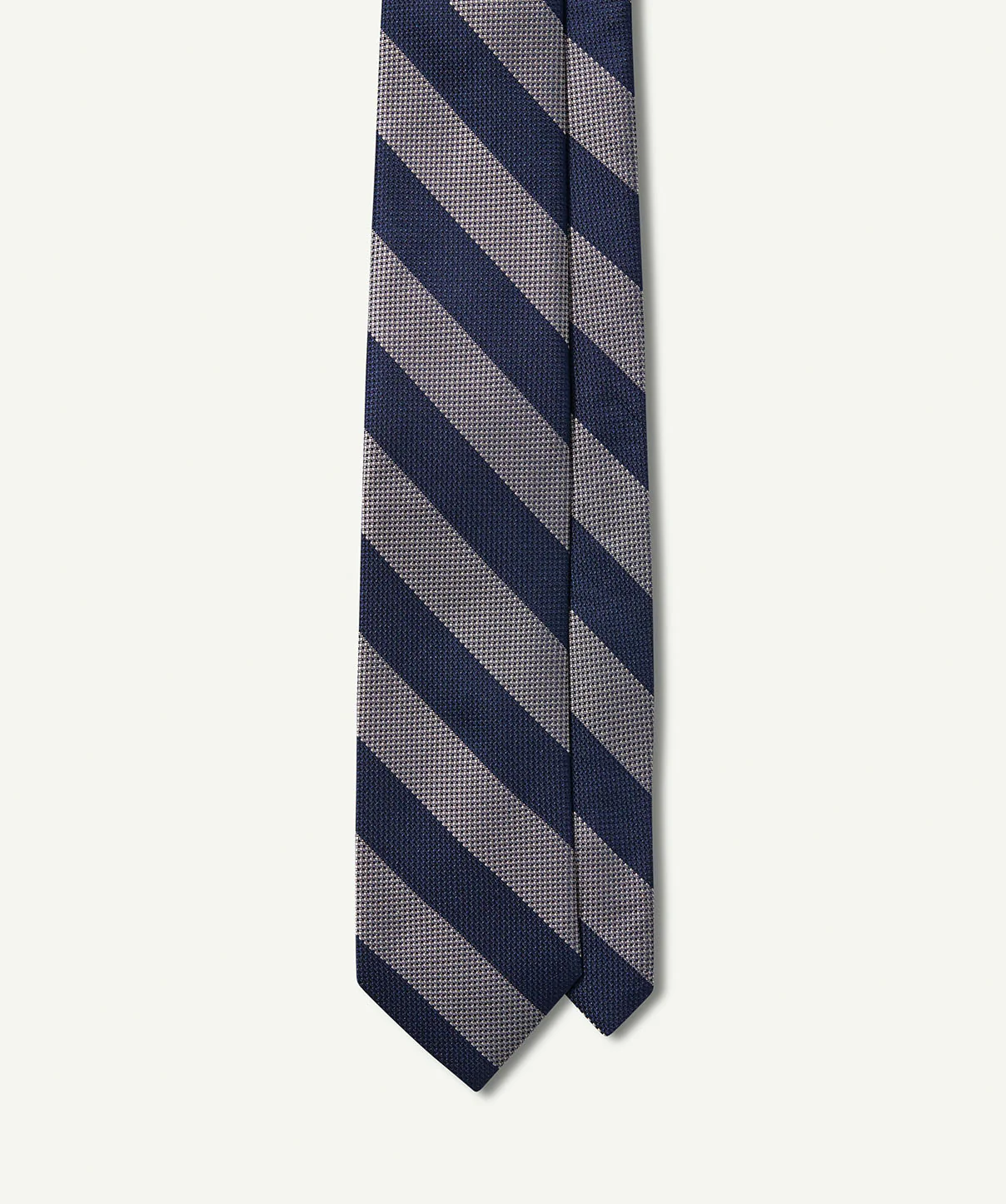 Silk Classic Bold Stripe Tie - Navy - Image 2