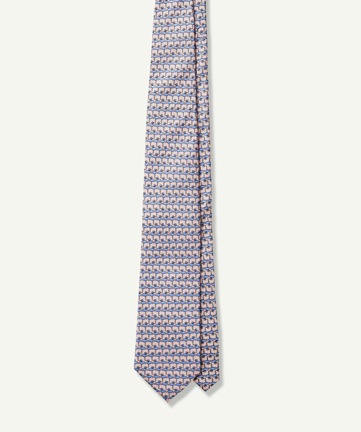 Silk Flamingo Print Tie - Pale Pink - Image 2