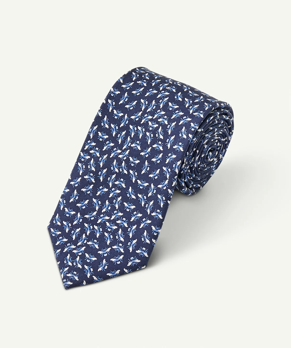 Silk Printed Bee Tie - Navy - Image 2