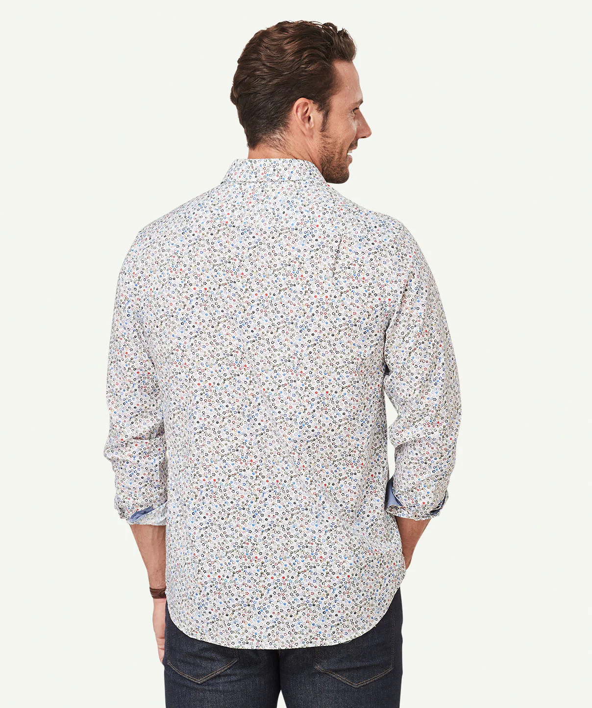 Smart Floral Printed Long Sleeve Shirt - White - Image 3