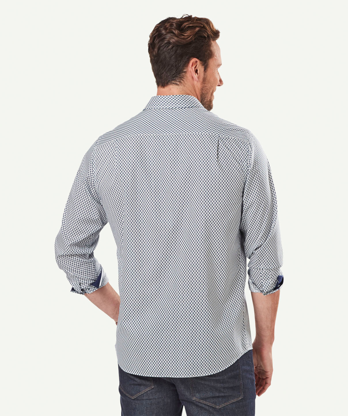Smart Geo Tile Printed Long Sleeve Shirt - Navy - Image 3