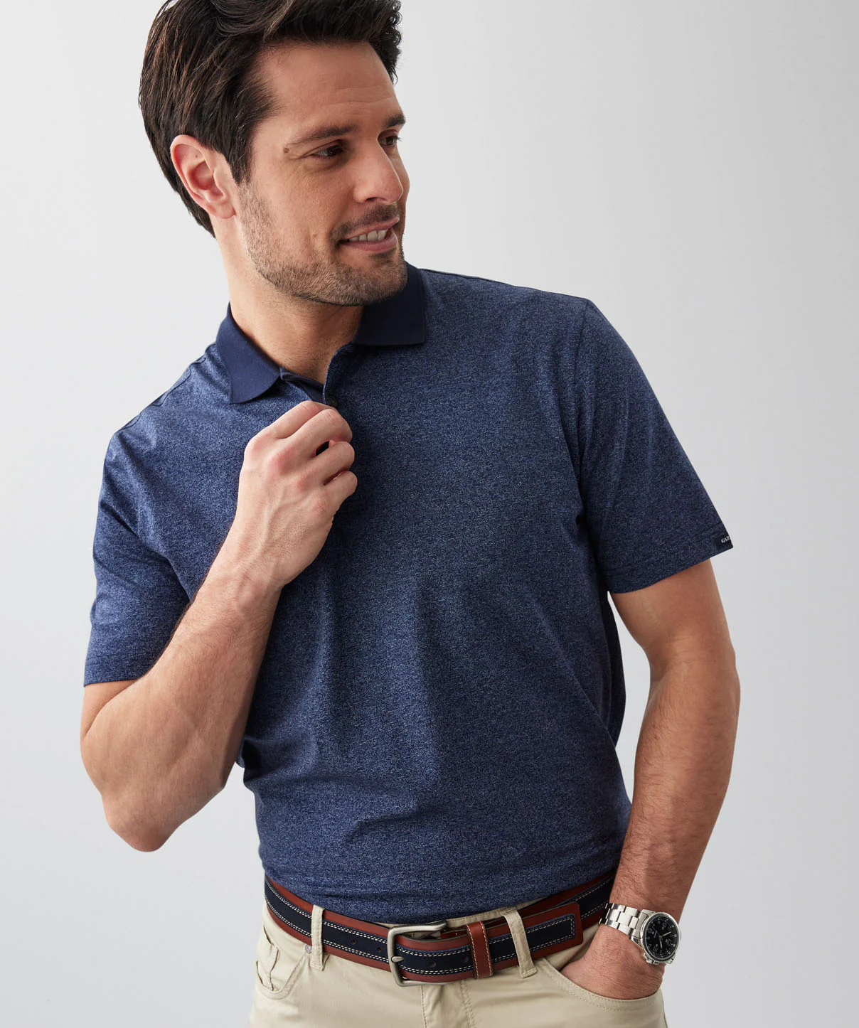 Smart Heather Polo - Denim - Image 4