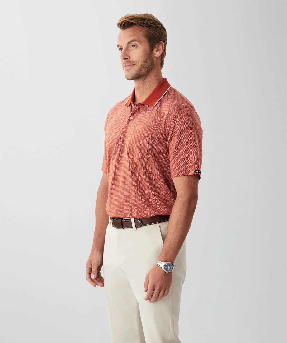 Smart Jacquard Polo - Terracotta - Image 5