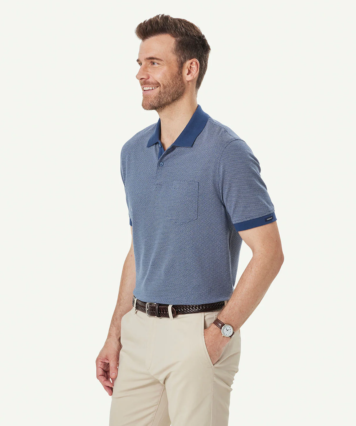 Smart Jaquard Geo Polo - Denim - Image 5