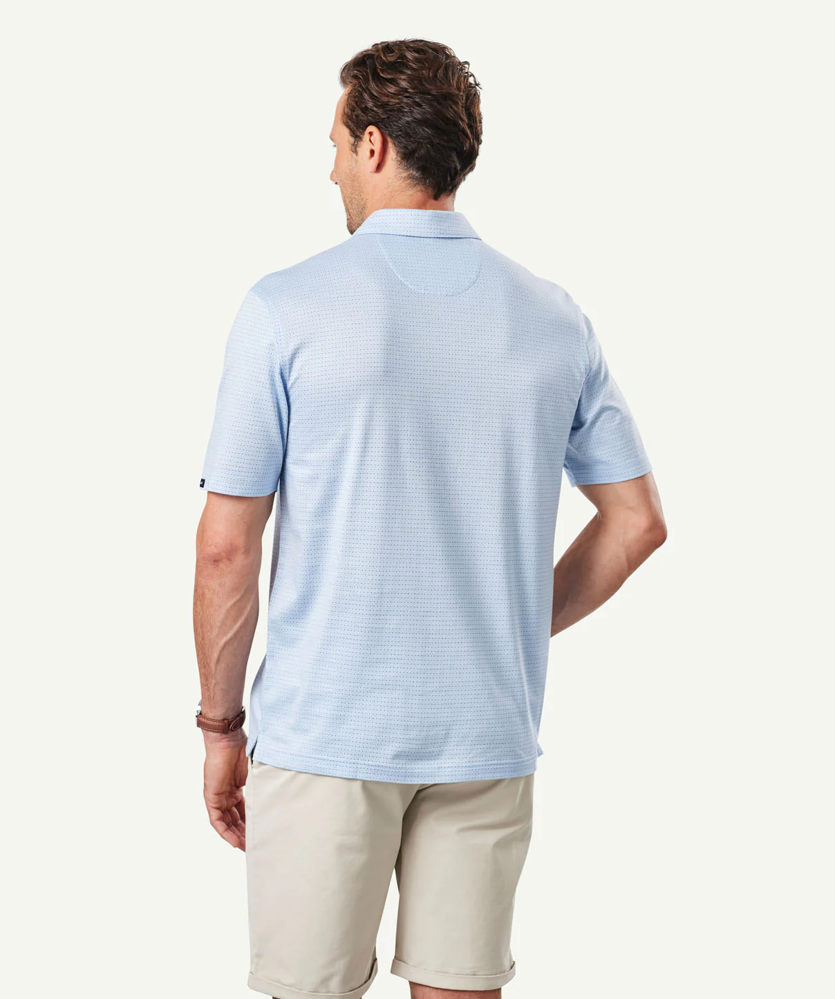 Smart Jaquard Grid Polo - Sky Blue - Image 3