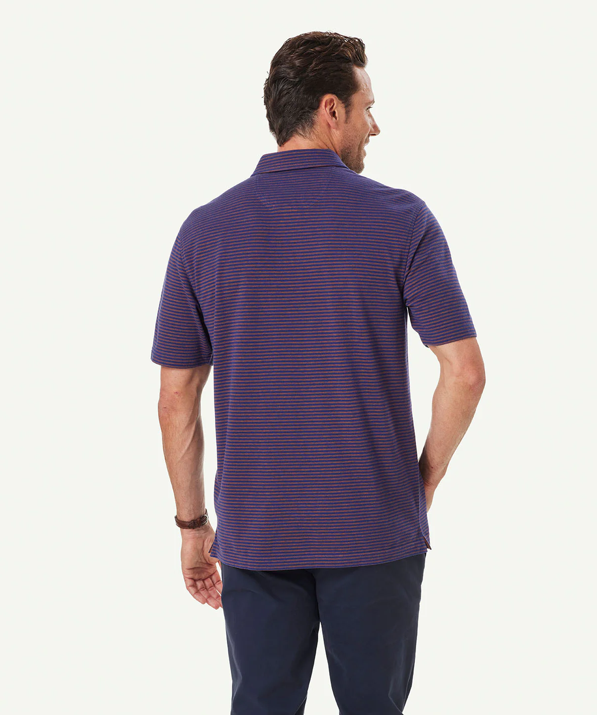 Smart Jaquard Stripe Polo - Terracotta - Image 2