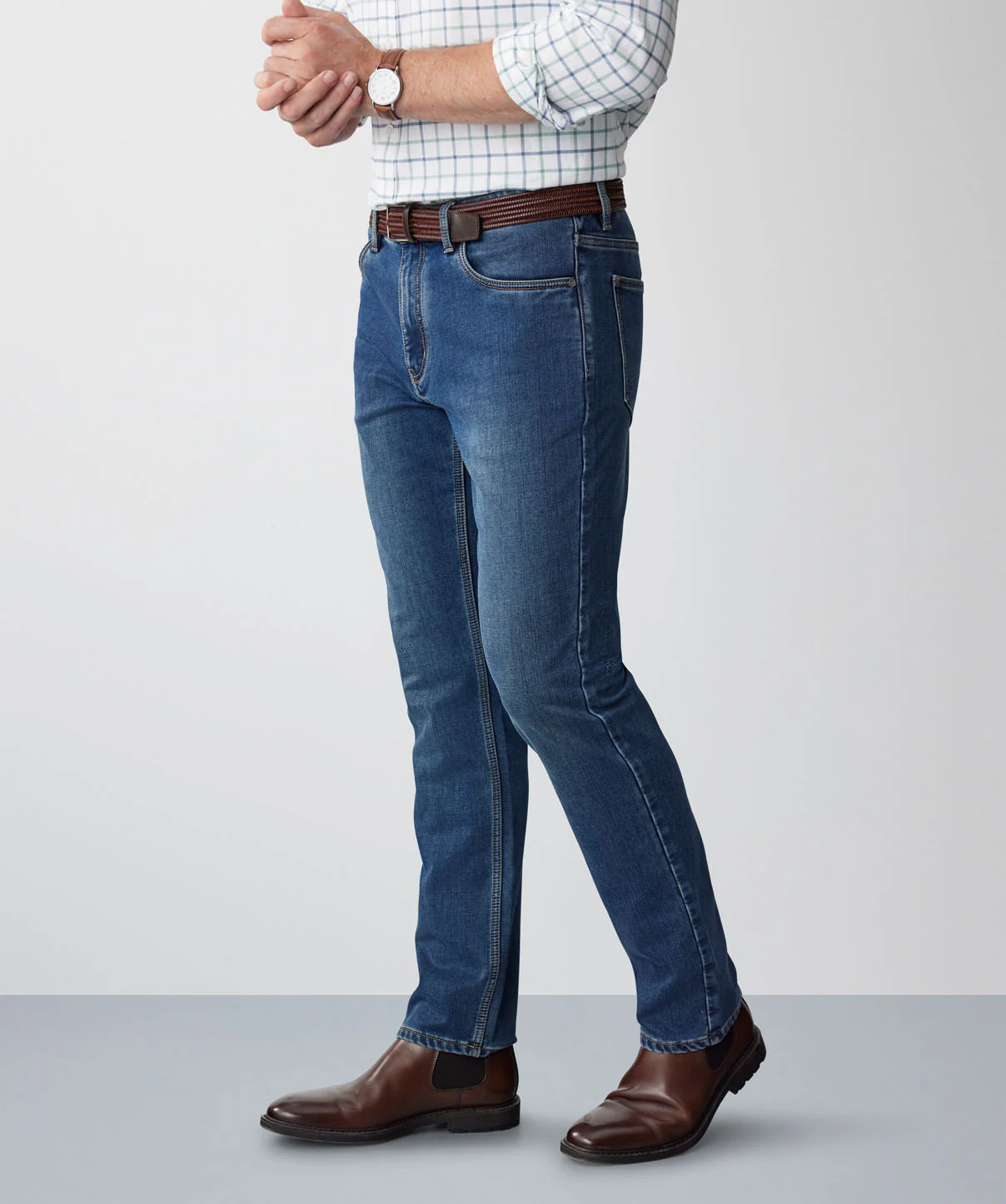 Somers Brushed Straight Jeans - Washed Indigo - Image 6