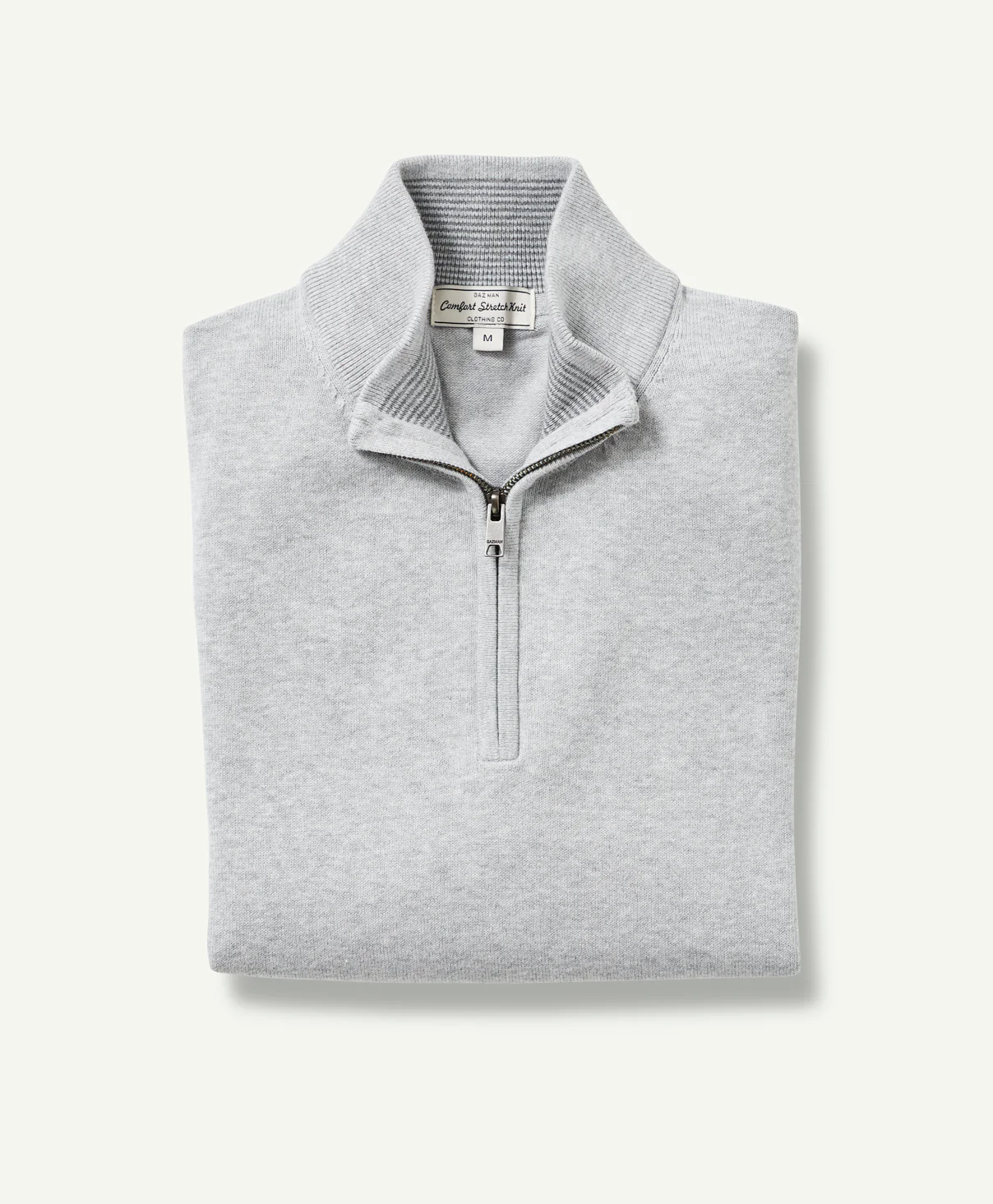 Stretch Half Zip Knit - Light Grey - Image 2