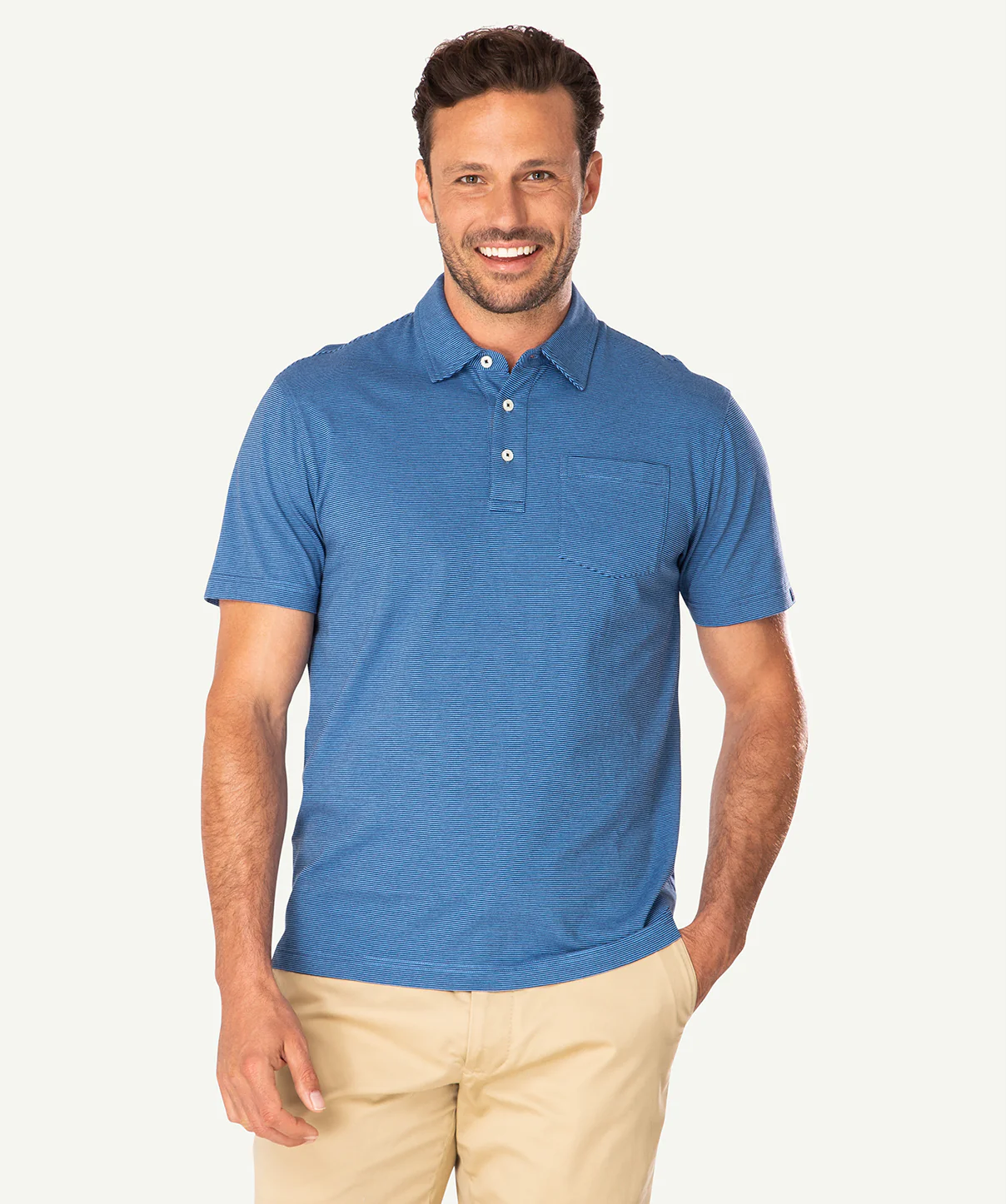 Stripe Jersey Pocket Polo - Navy/Blue