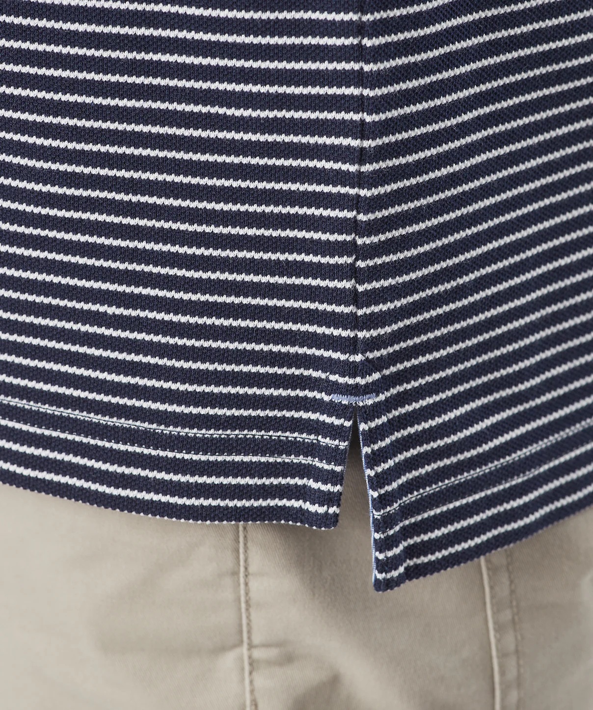 Stripe Pique Polo - Navy - Image 7