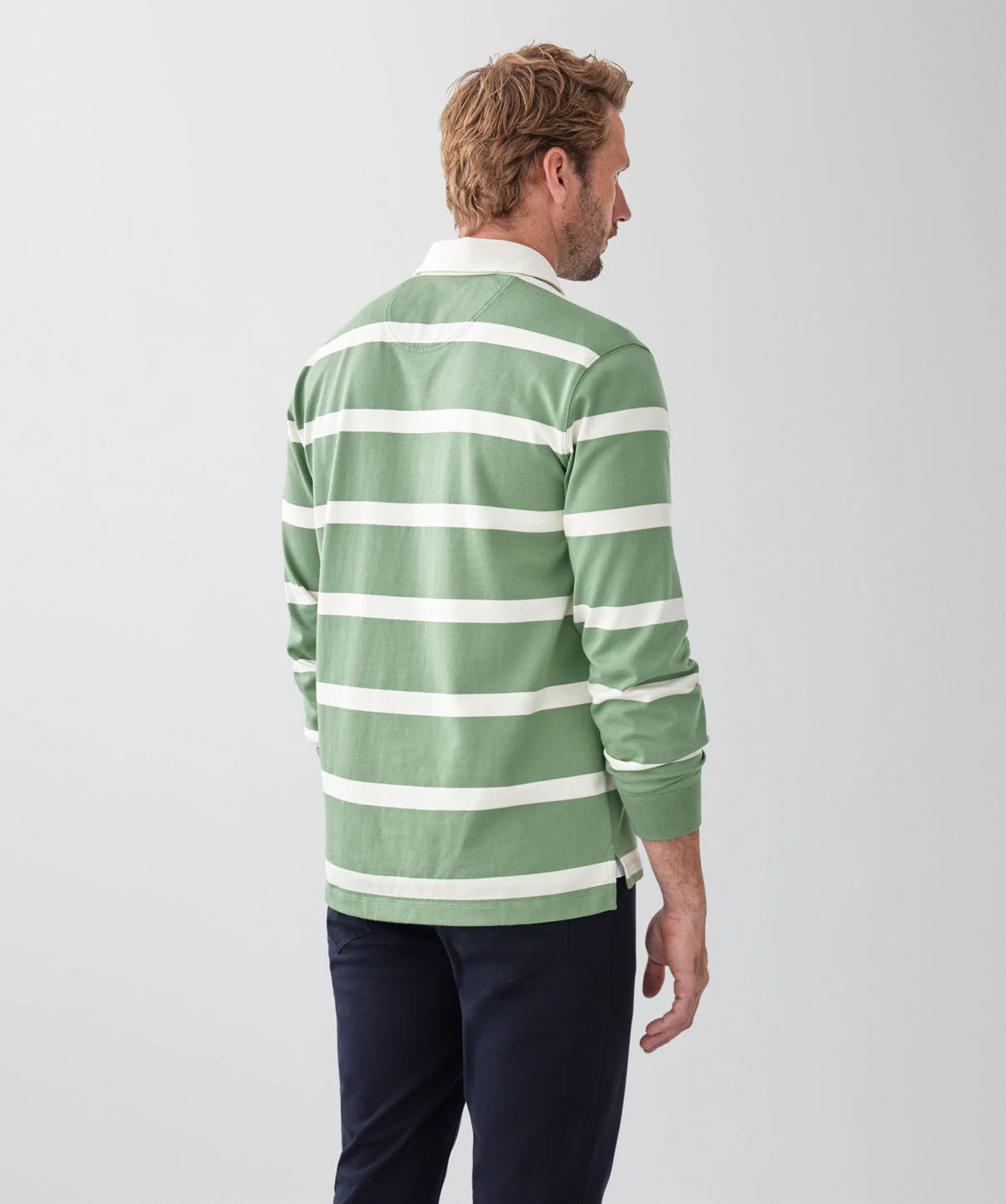 Striped Rugby Jumper - Sage - Image 2