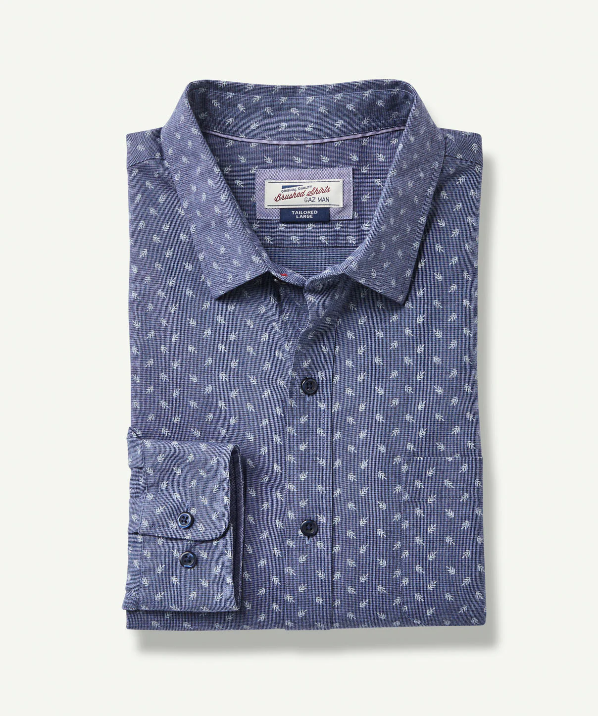 Tailored Brushed Fern Print Long Sleeve Shirt - Denim - Image 2
